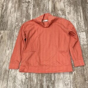 Columbia Coral Orange Herringbone Pullover Sweatshirt Large
